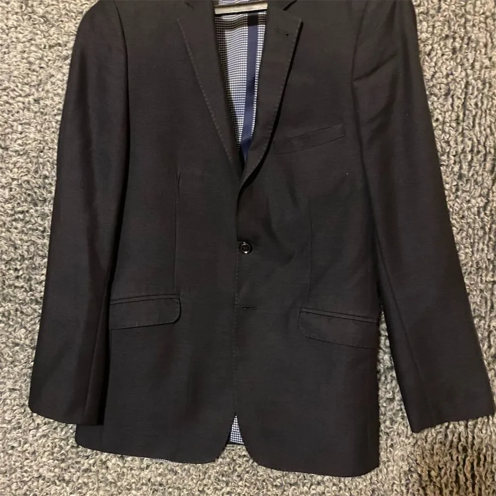 Zara Men's Black Check Slim Fit Blazer Size Small Formal Single-Breasted